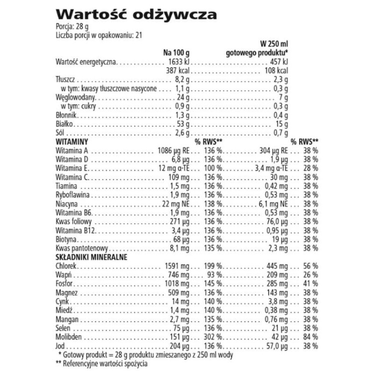 Protein drink mix Herbalife wartości odżywcze