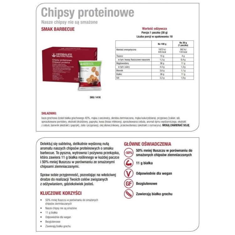Chipsy Herbalife barbecue etykieta