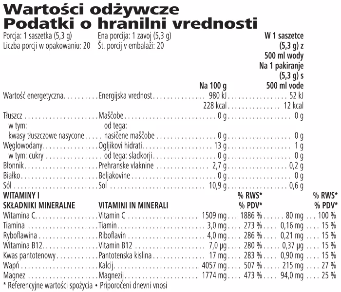 H24 Hydrate wartości odżywcze