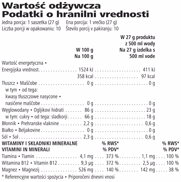 H24 CR7 Drive wartości odżywcze