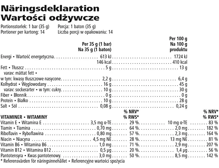 Baton proteinowy Herbalife cytrynowy wartości odżywcze