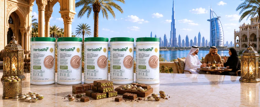 Koktajl Herbalife w stylu dubajskim o smaku czekolady z pistacjami